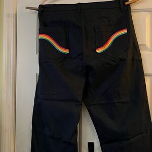 Black Cropped Jeans with Rainbow Detail
